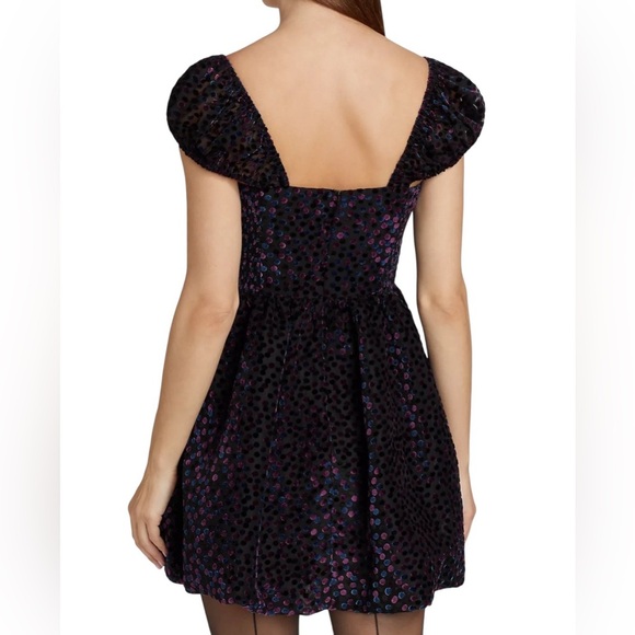 Amanda Uprichard Clydette Black Purple Velvet Mini Dress M - Picture 2 of 6